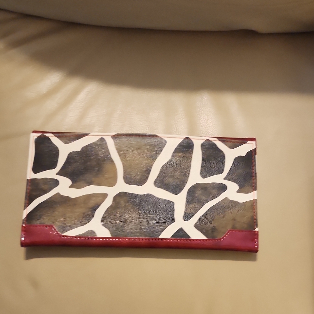 Miche Giraffe-Print Document Wallet with Red Trim